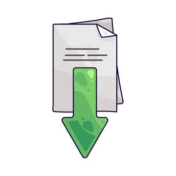 Document with download arrow illustration Stock Illustration