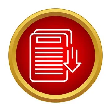 Document download button icon on red circle Illustrazione stock