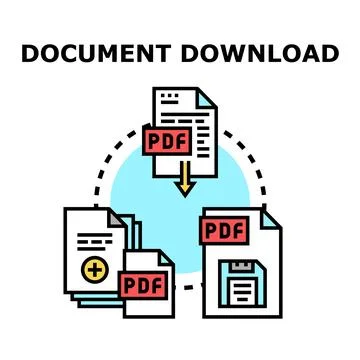 Document download creating digital file storage organization Stock Illustration