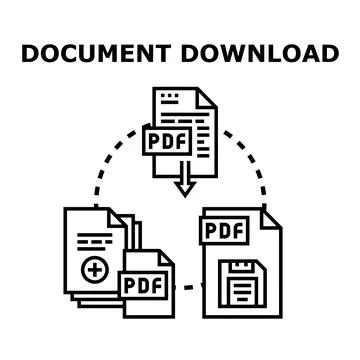 Document download creating digital file storage organization Stock Illustration