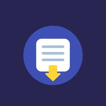 Document download icon, flat style vector 스톡 일러스트