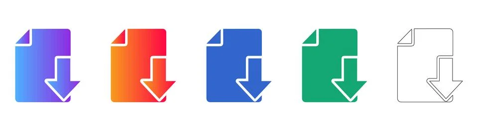 Document Download Icon Set Stockillustratie