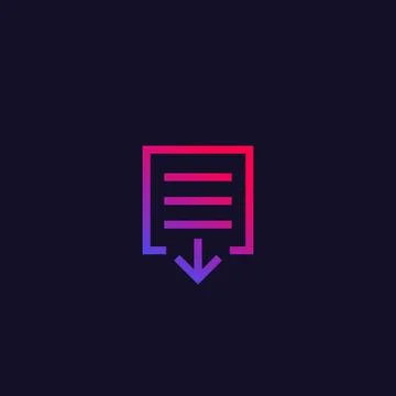 Document download icon, vector Illustrazione stock