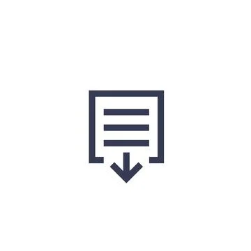 Document download icon on white Stock Illustration
