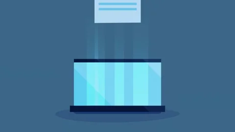Document download or upload to server, flat animation, data transfer to clo.. Stock Footage 333721723
