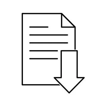 Document with downloading arrow that point down flat icon. Pictogram for web. Stock Illustration