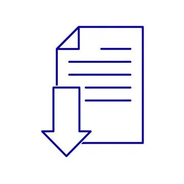 Document with downloading arrow that point down flat icon. Pictogram for web. Stock Illustration