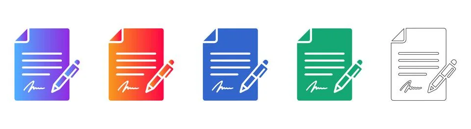 Document Drafting and Writing Icons Stock Illustration
