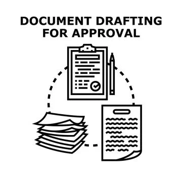 Document drafting process for approval workflow イラスト素材