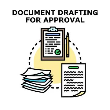 Document drafting process for approval workflow Stock Illustration