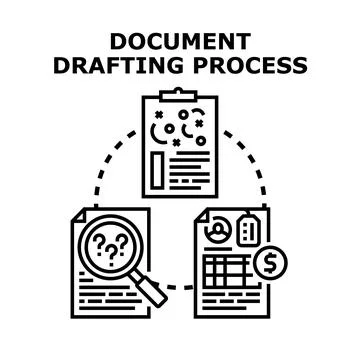 Document drafting process concept for business paperwork Stock Illustration