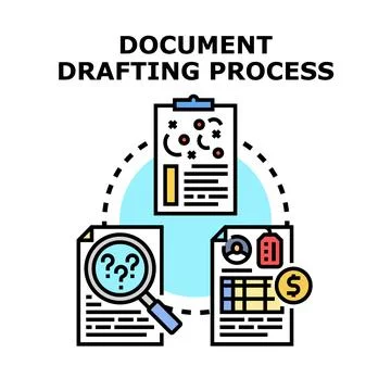 Document drafting process concept for business paperwork Illustrazione stock