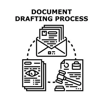 Document drafting process concept for legal review Illustrazione stock