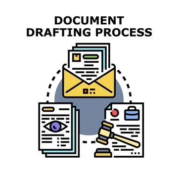 Document drafting process concept for legal review Stock Illustration
