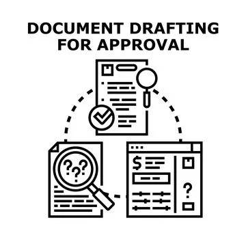 Document drafting review and approval processing concept Stock Illustration