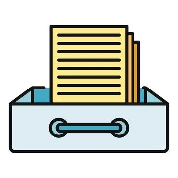 Document drawer with file papers for organization 스톡 일러스트