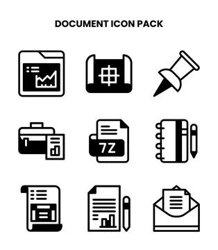 Document DuoTone Bundle Icons Pack Stock Illustration