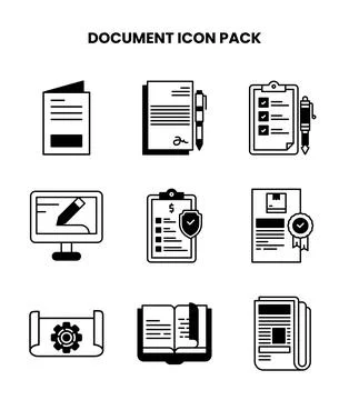 Document DuoTone Bundle Icons Pack 库存插图
