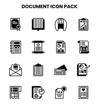Document DuoTone Set Icons Pack Stock Illustration