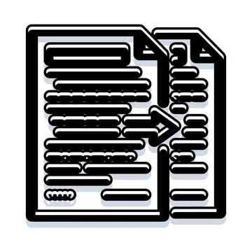 Document duplicating process with data transfer arrow Illustrazione stock