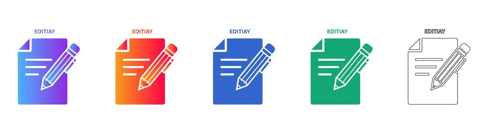 Document Editing and Content Writing Icons イラスト素材
