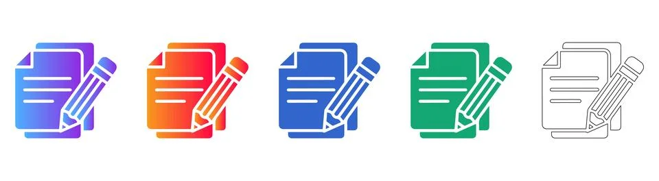 Document Editing and Note Taking Icons イラスト素材