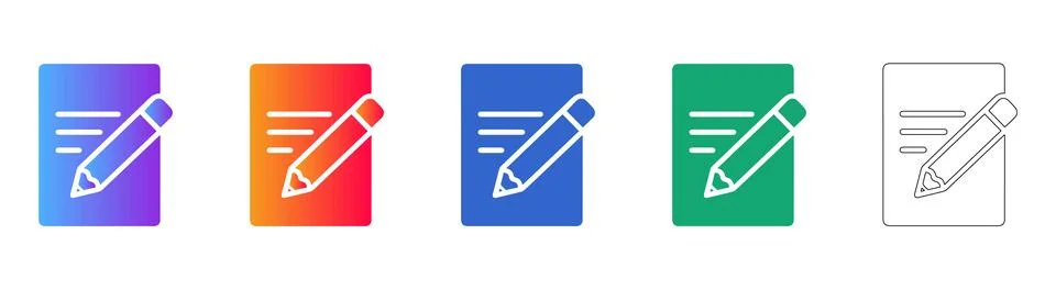 Document Editing and Writing Icon Set Stock Illustration