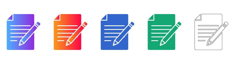 Document Editing and Writing Icon Set Stock Illustration