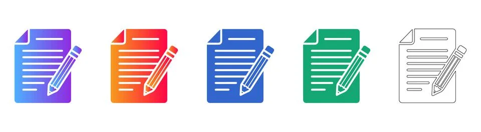 Document Editing and Writing Icons 库存插图