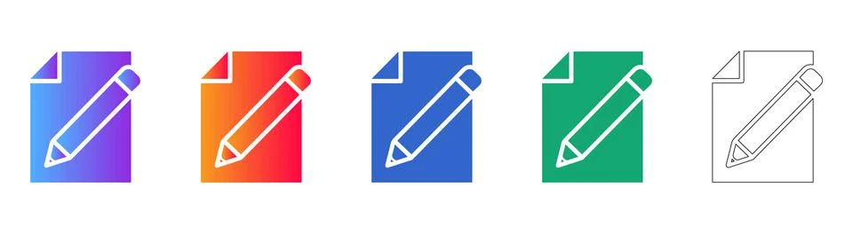 Document Editing and Writing Icons Illustrazione stock