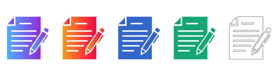Document Editing and Writing Icons Set 스톡 일러스트