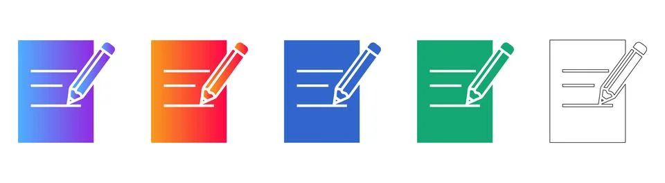 Document Editing and Writing Pencil Icons Illustrazione stock
