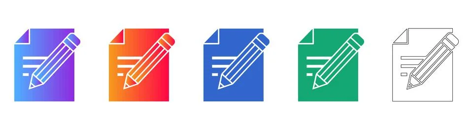 Document Editing and Writing Pencils Icons Illustrazione stock
