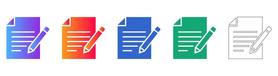 Document Editing Icon Set in Five Styles 스톡 일러스트