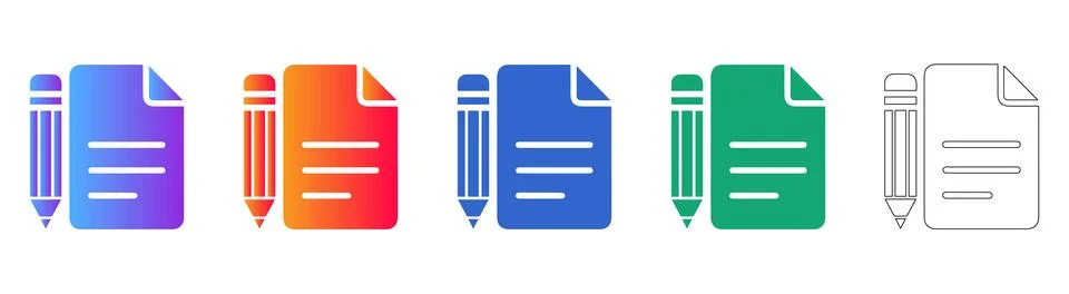 Document Editing Icon Set Ilustração Stock