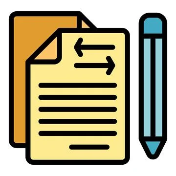Document editing icon with two way arrows and pencil Stock Illustration