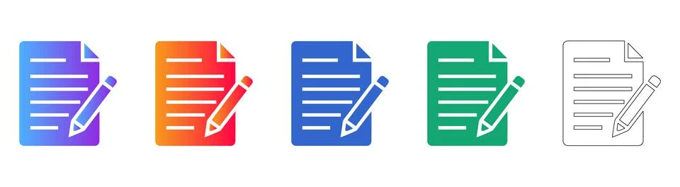 Document Editing Note Icons 库存插图