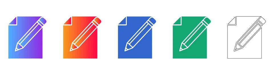 Document Editing Pencil Icon Collection Stockillustratie