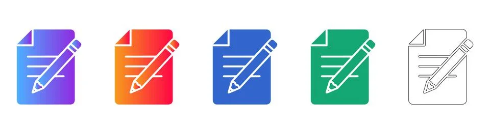Document Editing with Pencil Icons Illustrazione stock
