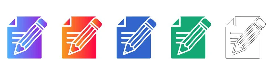 Document Editing Pencil Icons Set イラスト素材