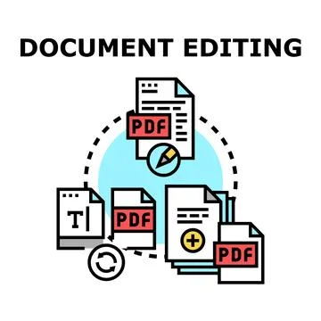 Document editing process creating and updating files Illustrazione stock