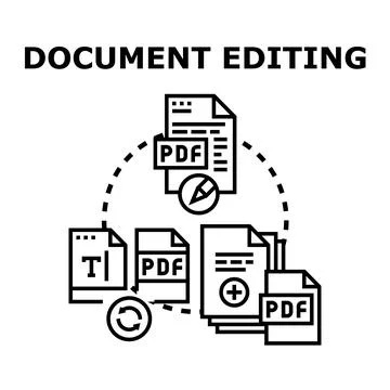 Document editing process creating and updating files Stock Illustration