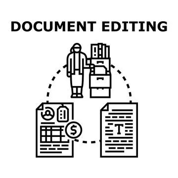 Document editing process managing business information files Stock Illustration