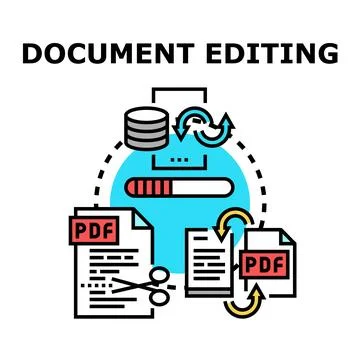 Document editing process managing digital file workflow Illustrazione stock