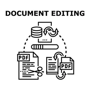 Document editing process managing digital file workflow Illustrazione stock