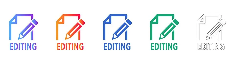 Document Editing Tool Icon Set Stock Illustration