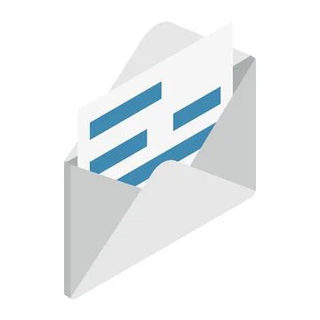 Document in envelope icon, isometric 3d style Stock Illustration