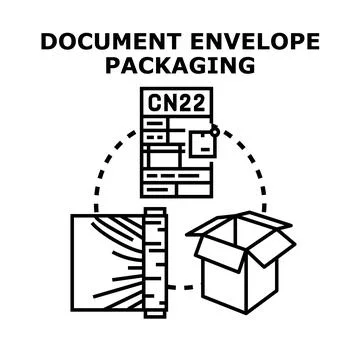 Document envelope packaging for international parcel shipping 스톡 일러스트