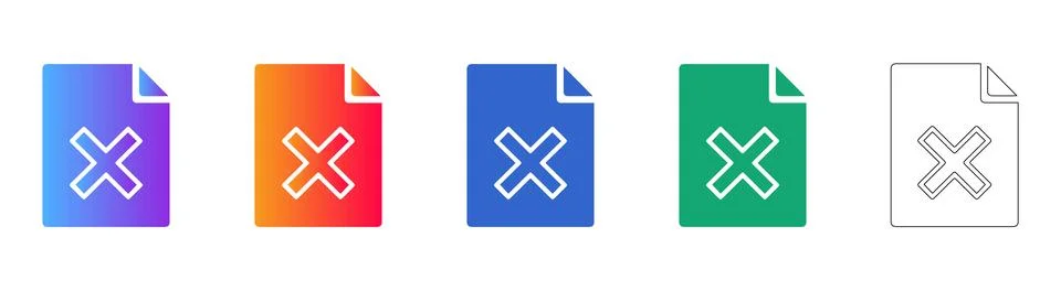 Document Error and Cancel File Icons Stock Illustration