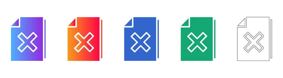 Document Error File Icon Set Stock Illustration